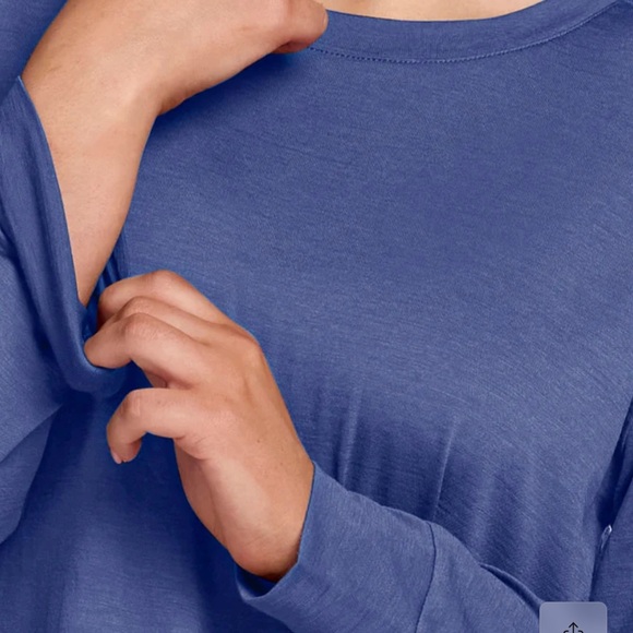 Woolx Ashlie Lounge Long Sleeve Top Merino Wool Blue Size Large - Picture 3 of 9